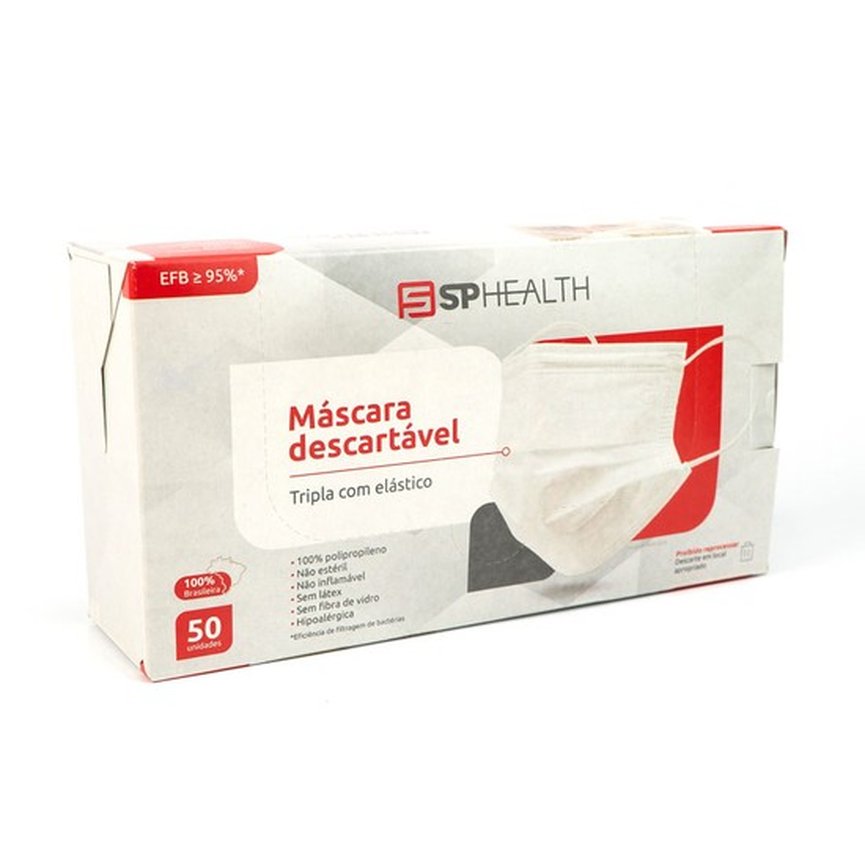 mascara descartavel tripla com elastico branca sp health 141131 1