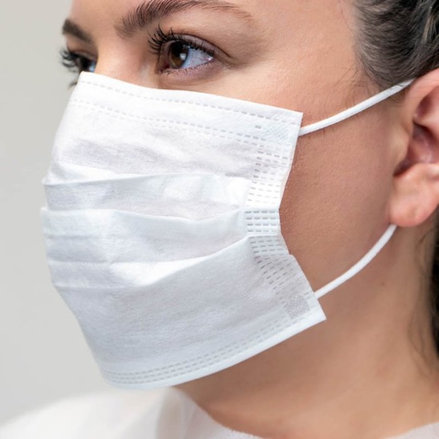 mascara descartavel tripla com elastico branca sp health 141131 2